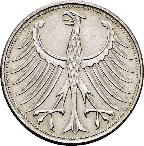 Реверс монеты - 5 марок 1951-1974 года Гурт гладкий - цена серебряной монеты - Германия, ФРГ