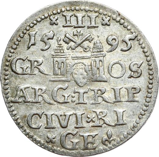 Reverse 3 Groszy (Trojak) 1595 "Riga" - Silver Coin Value - Poland, Sigismund III Vasa