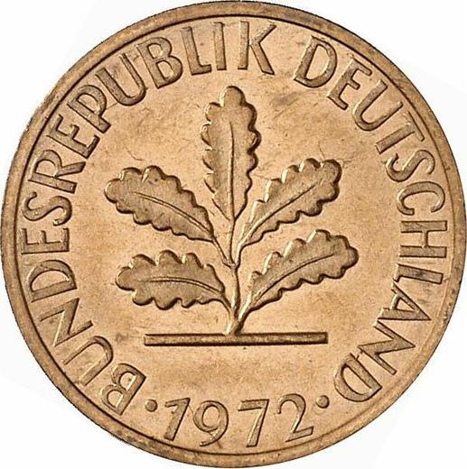 Реверс монеты - 1 пфенниг 1972 года J - цена  монеты - Германия, ФРГ