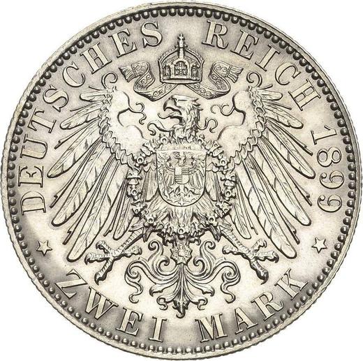Rewers monety - 2 marki 1899 E "Saksonia" - cena srebrnej monety - Niemcy, Cesarstwo Niemieckie