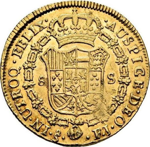 Rewers monety - 8 escudo 1808 So FJ - cena złotej monety - Chile, Ferdynand VI
