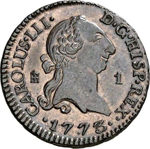 Аверс монеты - 1 мараведи 1773 года "Тип 1770-1775" - цена  монеты - Испания, Карл III