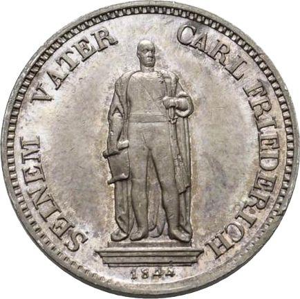 Reverso 1 Kreuzer 1844 "Monumento a Carl Friedrich" Plata - valor de la moneda de plata - Baden, Leopoldo I de Baden
