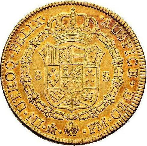 Реверс монеты - 8 эскудо 1773 года Mo FM - цена золотой монеты - Мексика, Карл III