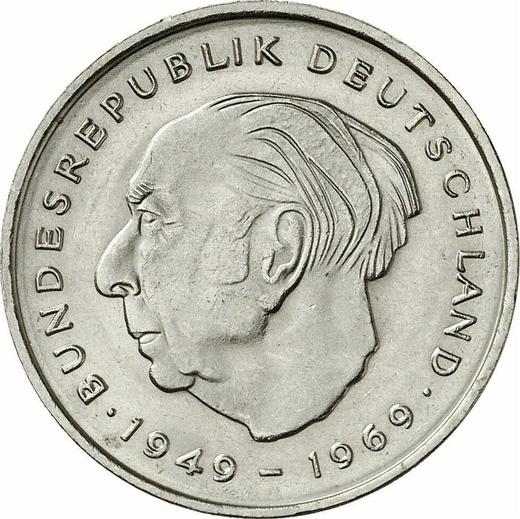 Anverso 2 marcos 1973 G "Theodor Heuss" - valor de la moneda  - Alemania, RFA