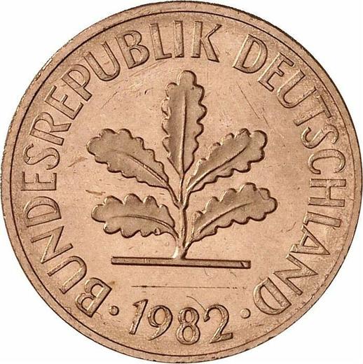 Реверс монеты - 2 пфеннига 1982 года J - цена  монеты - Германия, ФРГ