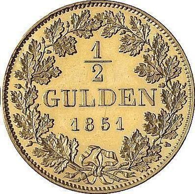 Реверс монеты - 1/2 гульдена 1851 года Золото - цена золотой монеты - Бавария, Максимилиан II