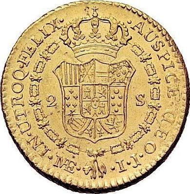 Reverse 2 Escudos 1796 IJ - Gold Coin Value - Peru, Charles IV
