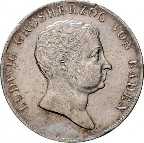 Аверс монеты - 1 гульден 1821 года - цена серебряной монеты - Баден, Людвиг I