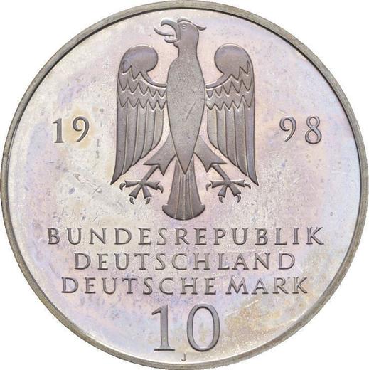 Reverse 10 Mark 1998 J "Francke Foundations" - Silver Coin Value - Germany, FRG