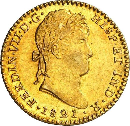 Anverso 2 escudos 1821 S CJ - valor de la moneda de oro - España, Fernando VII