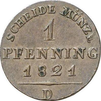 Reverso 1 Pfennig 1821 D - valor de la moneda  - Prusia, Federico Guillermo III