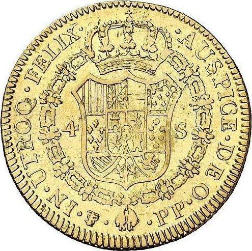 Rewers monety - 4 escudo 1796 PTS PP - cena złotej monety - Boliwia, Karol IV