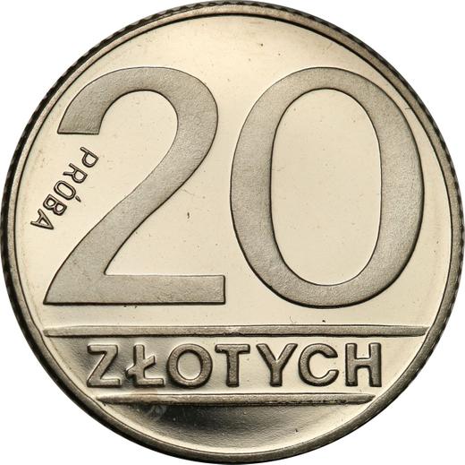 Reverso Pruebas 20 eslotis 1989 MW Níquel - valor de la moneda  - Polonia, República Popular