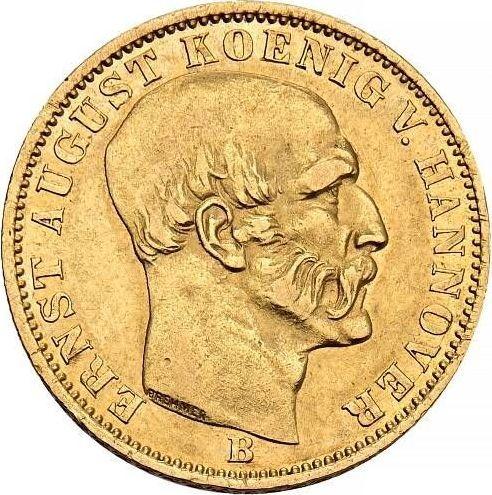 Anverso 5 táleros 1849 B "Tipo 1849-1851" - valor de la moneda de oro - Hannover, Ernesto Augusto 
