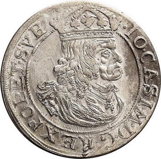 Аверс монеты - Орт (18 грошей) 1660 года GBA "Прямой герб" - цена серебряной монеты - Польша, Ян II Казимир
