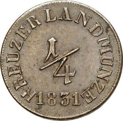 Reverso 1/4 Kreuzer 1831 - valor de la moneda  - Sajonia-Meiningen, Bernardo II