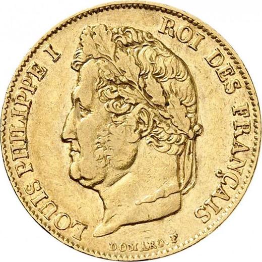 Obverse 20 Francs 1835 W "Type 1832-1848" Lille - France, Louis Philippe I