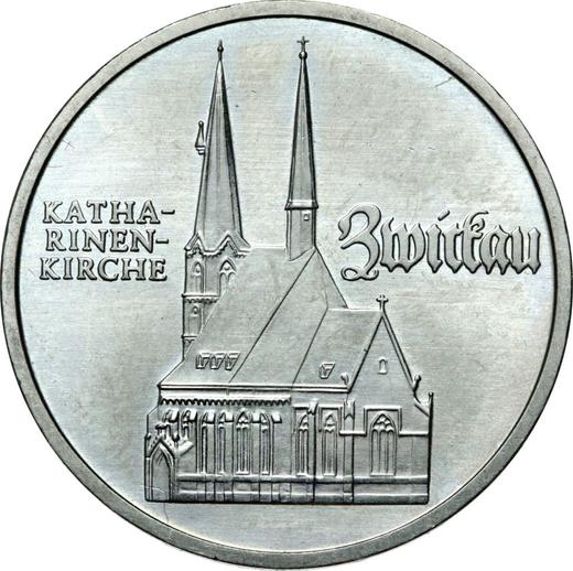 Anverso 5 marcos 1989 A "Iglesia de Santa Catarina en Zwickau" - valor de la moneda  - Alemania, República Democrática Alemana (RDA)