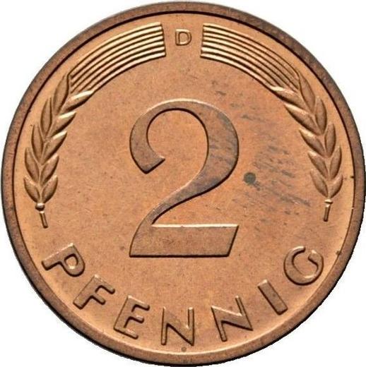 Аверс монеты - 2 пфеннига 1965 года D - цена  монеты - Германия, ФРГ