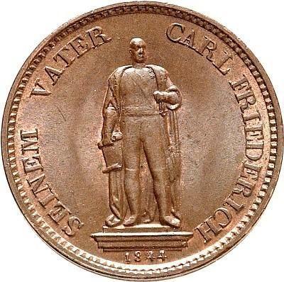 Reverso 1 Kreuzer 1844 "Monumento a Carl Friedrich" Cobre - valor de la moneda  - Baden, Leopoldo I de Baden