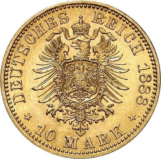 Reverso 10 marcos 1888 A "Hessen" - valor de la moneda de oro - Alemania, Imperio alemán