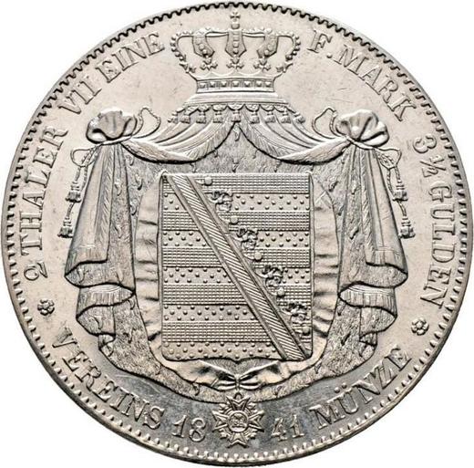 Reverso 2 táleros 1841 G - valor de la moneda de plata - Sajonia, Federico Augusto II