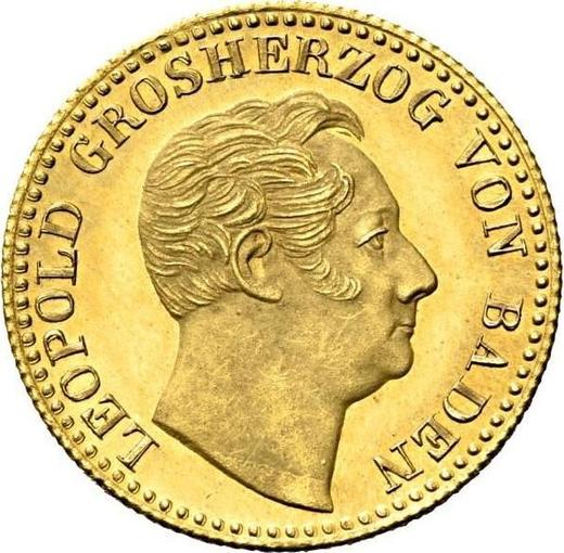 Аверс монеты - Дукат 1850 года - цена золотой монеты - Баден, Леопольд