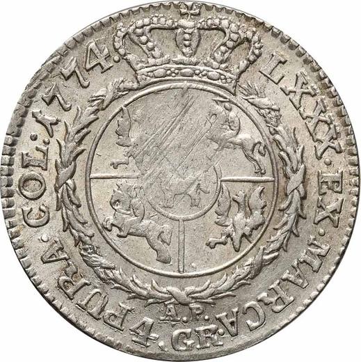 Реверс монеты - Злотовка (4 гроша) 1774 года AP - цена серебряной монеты - Польша, Станислав II Август