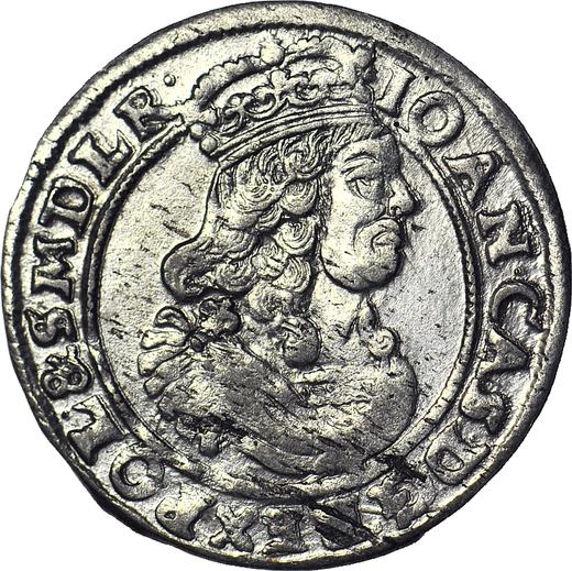 Аверс монеты - Шестак (6 грошей) 1665 года AT "Портрет с обводкой" - цена серебряной монеты - Польша, Ян II Казимир