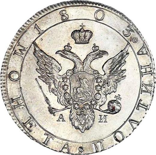 Anverso Poltina (1/2 rublo) 1803 СПБ АИ Reacuñación - valor de la moneda de plata - Rusia, Alejandro I