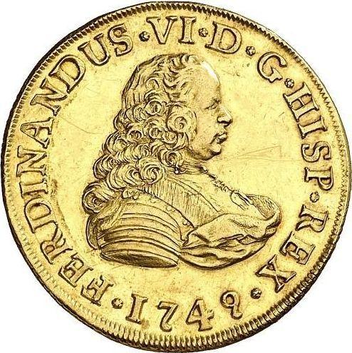 Avers 4 Escudos 1749 S PJ - Goldmünze Wert - Spanien, Ferdinand VI