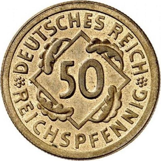 Аверс монеты - 50 рейхспфеннигов 1924 года G - цена  монеты - Германия, Bеймарская республика