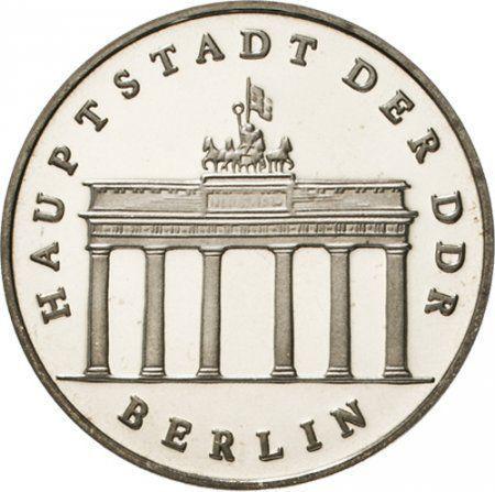 Anverso 5 marcos 1989 A "La Puerta de Brandeburgo" - valor de la moneda  - Alemania, República Democrática Alemana (RDA)