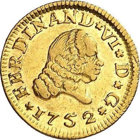 Awers monety - 1/2 escudo 1752 S PJ - cena złotej monety - Hiszpania, Ferdynand VI