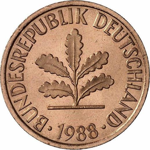 Реверс монеты - 2 пфеннига 1988 года J - цена  монеты - Германия, ФРГ