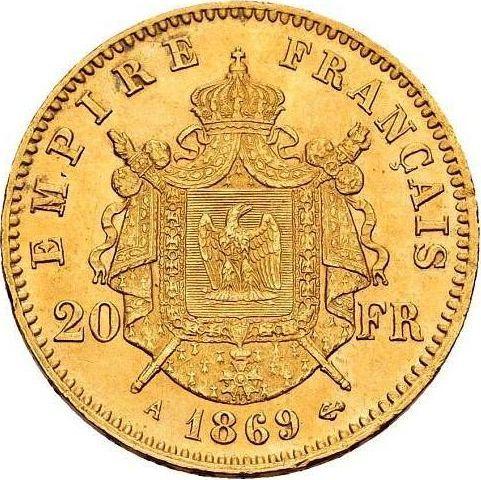 Reverse 20 Francs 1869 A "Type 1861-1870" Paris - France, Napoleon III