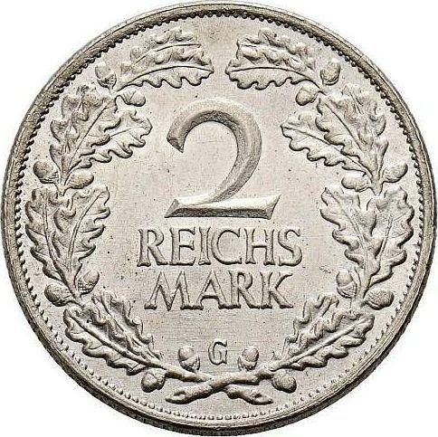 Реверс монеты - 2 рейхсмарки 1925 года G - цена серебряной монеты - Германия, Bеймарская республика