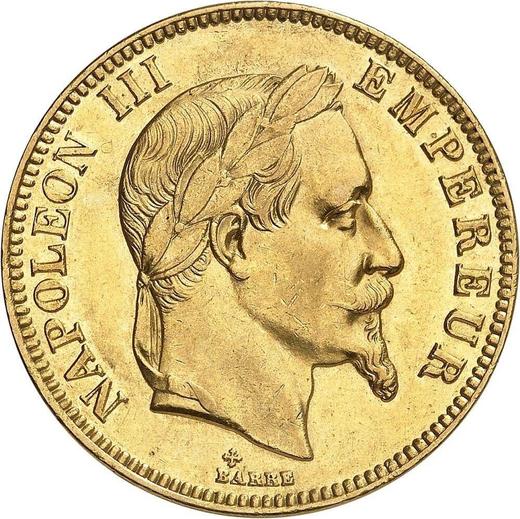 Anverso 100 francos 1866 BB "Tipo 1862-1870" Estrasburgo - valor de la moneda de oro - Francia, Napoleón III Bonaparte
