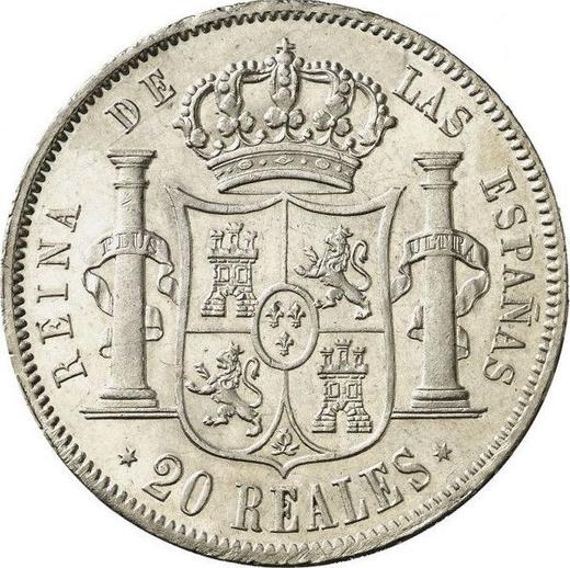 Revers 20 Reales 1852 Sechs spitze Sterne - Silbermünze Wert - Spanien, Isabella II