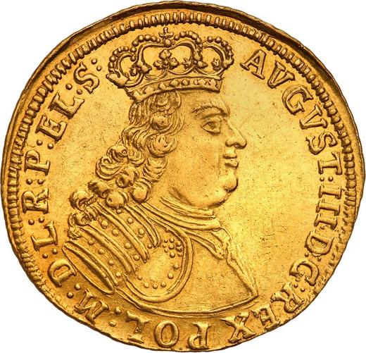Аверс монеты - Дукат 1734 года "Гданьский" - цена золотой монеты - Польша, Август III