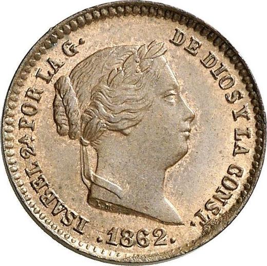Anverso 5 Céntimos de real 1862 - valor de la moneda  - España, Isabel II