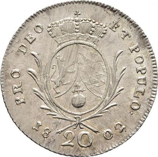 Rewers monety - 20 krajcarow 1802 - cena srebrnej monety - Bawaria, Maksymilian I