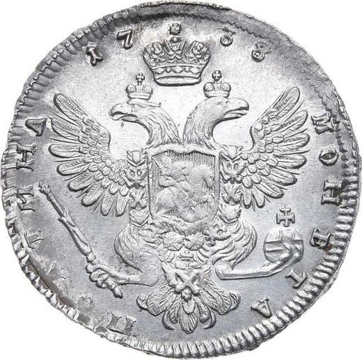 Reverso Poltina (1/2 rublo) 1738 "Tipo Moscú" - valor de la moneda de plata - Rusia, Anna Ioánnovna