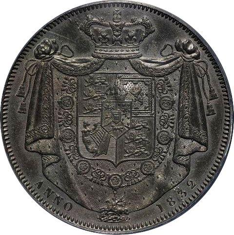 Реверс монеты - Пробная 1 крона 1832 года WW Свинец - цена  монеты - Великобритания, Вильгельм IV