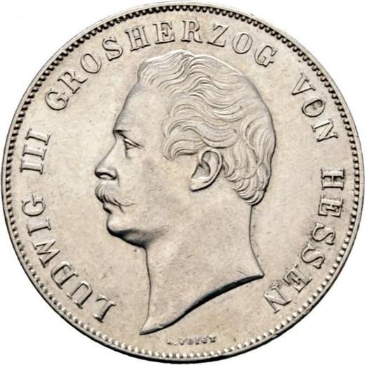 Аверс монеты - 2 гульдена 1856 года - цена серебряной монеты - Гессен-Дармштадт, Людвиг III