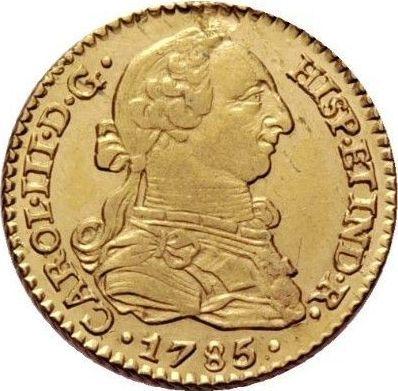 Аверс монеты - 1 эскудо 1785 года S C - цена золотой монеты - Испания, Карл III