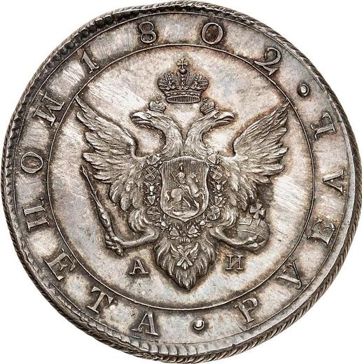 Anverso 1 rublo 1802 СПБ АИ Canto estriado Reacuñación - valor de la moneda de plata - Rusia, Alejandro I