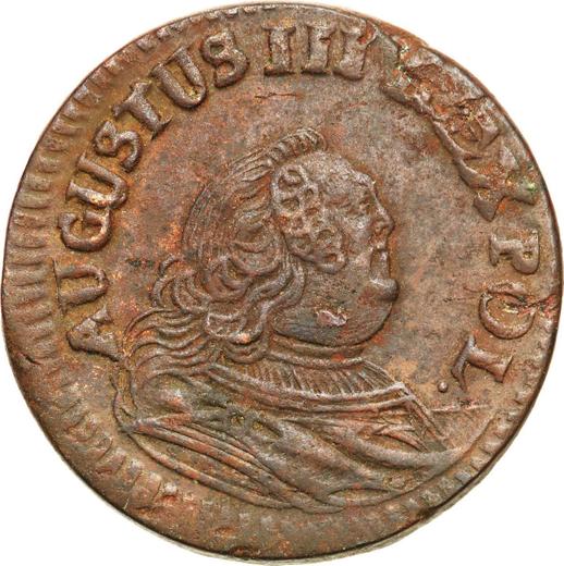 Obverse 1 Grosz 1755 "Crown" Mark H -  Coin Value - Poland, Augustus III