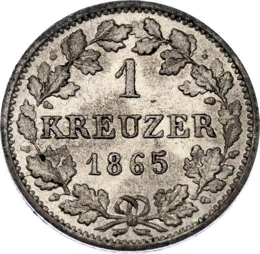Rewers monety - 1 krajcar 1865 - cena srebrnej monety - Hesja-Darmstadt, Ludwik III